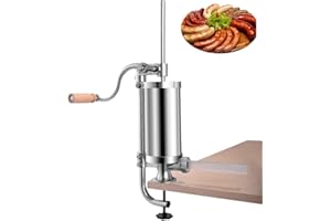 RELAX4LIFE 1,5/2,5/5kg Wurstfüller manuell, Wurstmaschine mit 4 Wurstfüllrohren, Wurstfüllmaschine aus Edelstahl & Aluminium, Wurstpresse mit Handkurbel & Tischklemme, für Küche Restaurant (1,5kg)