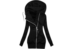 Pianshanzi Manteau d'hiver à capuche pour femme Veste de mi-saison légère Parka Veste d'extérieur avec cordon de serrage réglable Manteau d'hiver chaud Veste à capuche zippée Sweat-shirt à manches