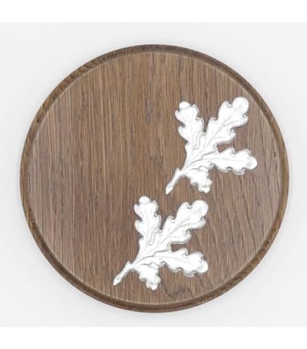 Stemma Per Trofeo Di Caccia In Legno Di Quercia - Per Denti Di Cinghiale, Diametro 17 Cm, Finitura Rovere Dorato - Foto 8