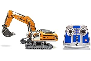 siku 6740, Liebherr R980 SME Raupenbagger, Ferngesteuert, 1:32, Inkl. Bluetooth-Fernsteuerung, Steuerung via App mit Sound oder Gaming Controller möglich, Metall/Kunststoff, Gelb