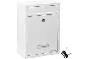 Deuba Boîte aux Lettres Blanche Boite en Acier galvanisé avec 2 clés incluses sécurité courrier