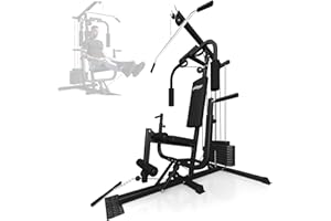 Physionics® Kraftstation - Verstellbar, Latzug, Butterfly, Beincurl, Armcurl, Rudern, für Zuhause, 40kg Gewichte - Fitnessstation, Multistation, Trainingsstation, Homegym, Multigym, Krafttraining