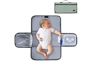 Gloppie Baby Changing Mat Portable Diaper Travel Changing Mats Nappy Bags Soft Padded Waterproof Storage Pockets for Toddlers Infants & Newborns, Green