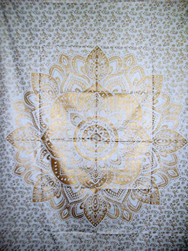 Traditionelle Jaipur Lotus Mandala Wandteppich, Golden Ombre indischen Wandbehang, Bohemian Schlafsaal, Zimmerdekoration Hippie Picknick Werfen, Boho Strand Decke - 2