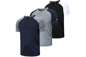Gaiatiger 3 Piezas Camisetas Manga Corta Hombre Camiseta Deporte Hombre de Secado Rápido Respirable Ropa Gimnasio Running Fitness