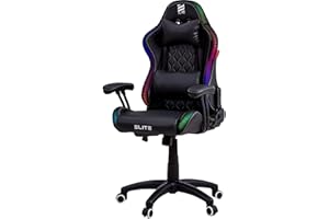 ‎ELITE ELITE LED Gaming Stuhl Pulse für Kinder | Ergonomischer Bürostuhl - Schreibtischstuhl - Chefsessel - Sessel - Racing Gaming Stuhl - Gamingstuhl - Drehstuhl - Chair - Kunstleder (Schwarz/Weiß RGB)