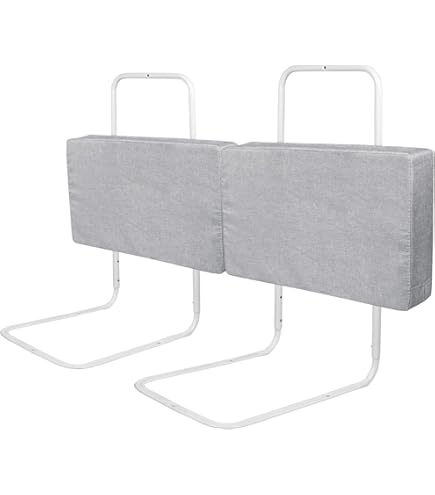 Lot De 2 Barrières De Lit Pour Enfant Réglables En Hauteur 60cm - Protection Anti-Chute 120cm Gris Lin - Sécurité Sommeil Bébé