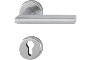 Hoppe Poignée de Utrecht – Sur Rosace cylindre profilé, pour épaisseur de porte 39–47 mm, acier inoxydable mat, 1 pièce, 3882301