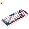 XVersion RGB Mechanical Keyboard Gaming Keyboard Wireless, 96Key Hot Swappable Bluetooth Keyboard 5.0/2.4G/Wired with Keycap Puller Yellow Switch for Mac Windows Multi RGB Keyboard Colour - Navy Blue