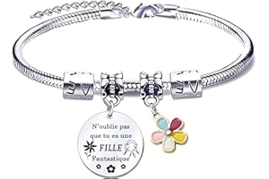 QTQTLP Cadeau Fille Bracelets Femme Cadeau D'anniversaire Fille Enfant Je T'aime Ma Fille Cadeau Fille à Ma Fille Bracelet Femme Idee Cadeau Ado Fille Pendentif Bracelets