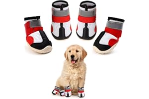 AQH Bottes pour Chien de Protection, Respirant Chaussures pour Chiens avec Bretelles réglables réfléchissantes pour Taille Moyenne et Grande (3#)