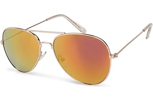 styleBREAKER Kinder Sonnenbrille Pilotenform mit verspiegelten oder getönten Gläsern | Edelstahl Rahmen UV400 Schutz | für Jungen und Mädchen 4 bis 10 Jahre