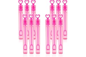 D.A.Y. REPUBLIC 12 Mini Heart Bubble Tubes with 4ml Bubble Solution and Blow Wands - Wedding Party Favours, Parties, Celebrations, Children’s Birthday Party Bag Fillers, Kids Toys (Pink Heart 12 Pack)
