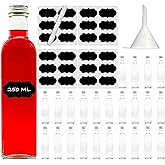 slkfactory 250ml Glass Bottles with Screw Tops 24 Pcs Reusable Twist-Off Lids Airtight Glass Bottle for Home Made Sloe Gin Li