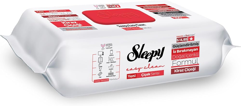 Sleepy Easy Clean Kiraz Çiçeği Yüzey Temizlik Havlusu Mendili 100 Yaprak