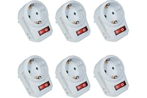 FILMER 6 tomas de corriente con interruptor, con protección para niños, color blanco (ahorra energía y protege el medio ambiente).