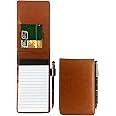 Bailinks small notebooks pocket size, a7 notebook Portable Mini Leather Notepad Memo Book with Pen, pocket notebook for Work Restaurants Offices Schools(brown)