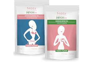 Happy Detox Tea - Thé et Infusion Detox Cure Minceur - 28 Sachets de 3 grammes - Cure de 14 jours