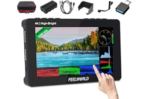 FEELWORLD F6 Pro +Battery +Carry Case 5.5 inch 1600nits Touchscreen DSLR Kamera Field Monitor with 3D LUT F970 External Kit Install for Power Wireless Transmission FHD 1920x1080 4K HDMI