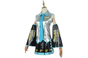 PUYYDS Vocaloid Miku Cosplay Wig Costume Japan Midi Dress Beginner Future Miku Cosplay Female Halloween Women's Costume Men size, 3XL