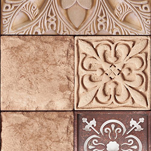 PURO TAPETE | Realistische Tapete ohne Rapport und Versatz | Kein sich wiederholendes Muster | 10m VLIES Tapetenrolle | Orient Abstrakt Fliese p-A-0005-j-a - 4