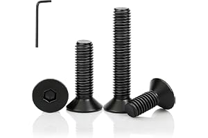 PDKKFF 25 stycken M5 x 16 mm sexkantiga försänkta skruvar i kolstål, svart bultar sexkantiga platthuvudskruvar standard DIN 7
