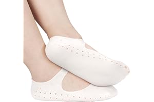 Disnace Moisturising Socks Set, Moisturising Silicone Socks, Silicone Moisturizing Socks for Women, Full Foot Spa Socks for Broken Dry Skin, Anti Split Moisturising Socks, L (White)