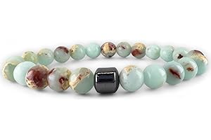 Raffici Anxiety Gemstone Bracelet Natural Stone Hematite Chakra Adjustable Stretch Gemstone Beads Bracelet Protection Luck Prosperity for Women Men Teen Girls Boys Unisex Birthday Gift