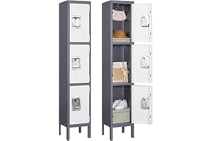 ‎SIGHTLIFE Locker Cabinet, Multi-Purpose Cabinet, Steel Cupboard, Locker Cabinet, Metal Cabinet, Storage Cabinet, Sheet Steel, Powder Coating, 168 x 30.5 x 30.5 cm