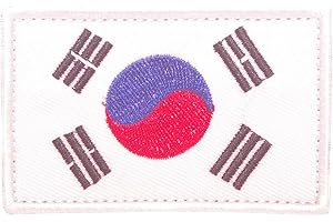 Cobra Tactical Solutions, toppa ricamata con bandiera della Corea del Sud e della Corea del Sud, con chiusura in velcro, per softair, paintball