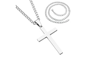 DALAETUS 2 Pcs Cross Necklace Set, Cross Pendant Necklace, Silver Chain Necklace, Cuban Chain for Men Women Lover Boyfriend Husband Birthday Christmas Thanksgiving Day Valentines Day