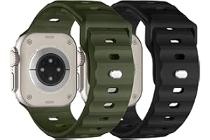 Suitisbest Zestaw 2 pasków zegarkowych, kompatybilność z Apple Watch Ultra 2 / Ultra 49 / 44 / 45 / 42 mm, regulowany silikonowy pasek, metalowy zatrzask, iWatch Series 9, SE, 8, 7, 6, 5, 4, męski