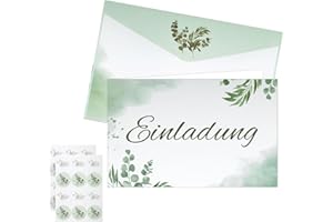 BRISKORE 15 Eukalyptus Einladungskarten mit Umschläge & Aufkleber für Hochzeit Geburtstag Taufe Einladung Konfirmation Hochzeitseinladungskarten Hochzeitseinladung Konfirmationskarten Einladungen