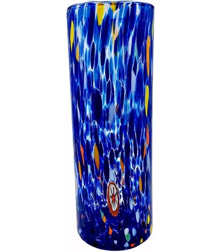 Vase Murano En Verre Soufflé Main Italie 24 Cm - Collection Tower, Décorations Murrina, Lavable Lave-vaisselle