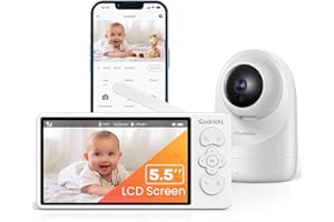 Codnida Elektroniczna niania 5,5" z kamerą 3 MP HD Video Babyfon Camera z czujnikiem ruchu i aplikacją, 2-drożne audio, tryb VOX, PTZ, widoczność w nocy, alarm temperatury i wilgotności powietrza,