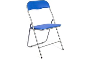 THE SECRET HOME - Pack de 1, 2, 4 y 6 Sillas Plegables Acolchadas - Asiento Auxiliar para el Hogar - Ideal para Cocina, Comedor, Salón, Dormitorio - 44 x 46 x 79 cm (1, Azul)
