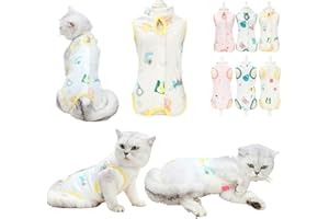 Komate Katzenbody Nach Op Kastration Erholungsanzug Katze Kleidung Katzen Hunde nach der Operation Anzug Body Katze welpen Bauchwunden Hautkrankheiten Anti-leckende Grüne (Gelbe Birne, XL)