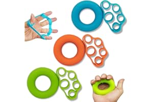 HSP-HSWITI Fortalecedor de agarre de mano y estirador de dedo, entrenador de fuerza de ejercitador de agarre de dedo, entrenamiento de agarre de antebrazo -6 piezas