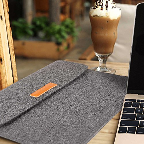 Inateck Neue 12 Zoll MacBook Retina Sch  tzh  lle  Sleeve Tasche  Klettverschluss  Verschluss mit Klettband  Dunkelgrau