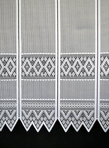 Scheibengardine Jacquard grafisch 110 cm hoch | Breite der Gardine durch gekaufte Menge in 13 cm Schritten wählbar | Farbe: Weiß - 4