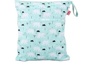 Damero wetbag nasstasche wiederverwendbar, windeltasche wetbag, Wetbag windelbeutel für Babys Windeln, schmutzige Kleidung und anderes Zubehör, (Mittel, Bär)