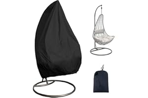 HSGAV Housse Fauteuil Suspendue Couverture Chaise Suspendue Housse Protection pour Siège Suspendu Oeuf Imperméable Mobilier Balancelles Jardin 210d Oxford H190xφ120cm (74.8x47.3in), Noir