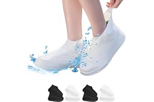 LONGHONEYSONG 4 Paar Schuhüberzieher Wasserdicht Wie wiederverwendbar wasserdichte Schuhüberzieher Silikon Überschuhe Wasserdicht Regen Schuhüberzieher Silikon Überzieher Schuhe Gilt für Herren, Damen(L)