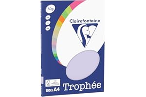 Clairefontaine - Paquete de papel Trophée - 100 hojas - A4 (21 x 29,7 cm) - Color: morado