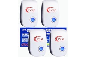 HEEGFF Répulsif Ultrason Anti-Rongeurs Insectes 4 Pack, Ultrason Anti Moustique Ultrason, Intérieur Répulsif Électronique Insectes pour Insectes, Fourmis, Araignées, Moustiques, Cafards