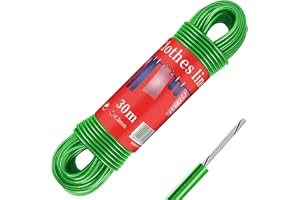 30 m torkställning med stålkärna, 4 mm stålförstärkning, extra robust, robust, rostfritt och rivsäkert, foder och utomhusbruk, camping och trädgård