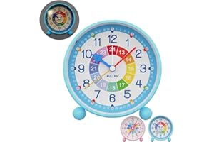 ASANMU Analogowy budzik, cichy, bez tykania, z lampką nocną, budzik, budzik do nauki, zegar dziecięcy, zasilany bateriami, bezgłośny drzemka, do sypialni, dla dzieci, na urodziny, Boże Narodzenie