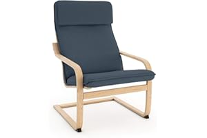 Vinylla Armchair Replacement Cover Made for Ikea Poang Chair (Cushion Design 1, Cotton - Lake Blue)