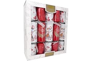 GENERIC Deluxe Christmas Crackers with Unique Designs and Festive Surprises 10 x 14” | Harmless Holiday Party Essentials for Family Gatherings, Fun Presents, and Celebrations (RED WHITE ROBIN WREATH)