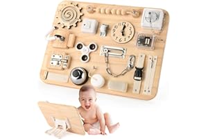 Potatomato Large Busy Board for Toddlers - Montessori Wooden Sensory Toys for 1 2 3 4 Year Old -Fidget Toys for Autistic Children-Preschool Learning Activities - Fine Motor Skills